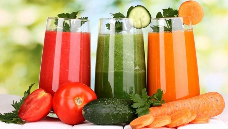 Low calorie vegetable juices in the drinking diet menu