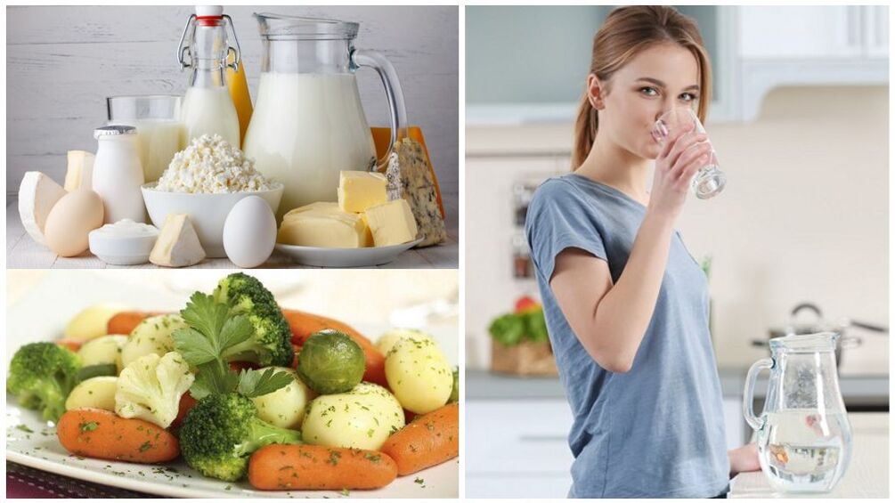 Diet for the enlargement of gout - water, dairy products, cooked vegetables